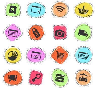 Web ve kullanıcı arayüzü için SEO ve geliştirme renk vektör simgeleri