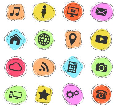 Web ve kullanıcı arayüzü için sosyal ortam renk vektör simgeleri