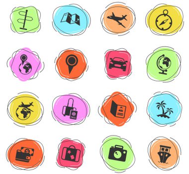 Web ve kullanıcı arayüzü tasarımı için seyahat vektör simgeleri