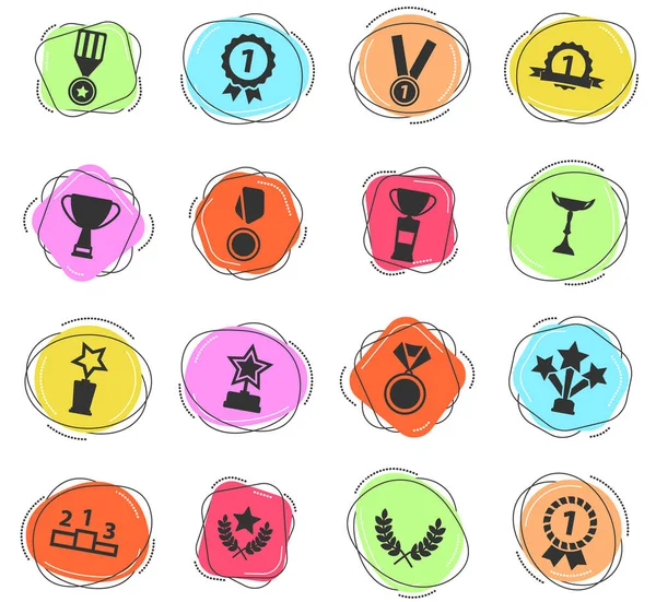 Medallas Trofeos Iconos Vectoriales Color Para Web Interfaz Usuario — Archivo Imágenes Vectoriales