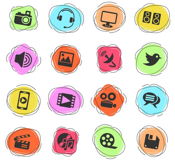 Iconos Medios Iconos Web Para Diseño Interfaz Usuario — Vector de stock