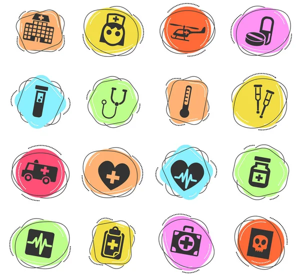 Ikony Internetowe Medycyny Projektowania Interfejsów Użytkownika — Wektor stockowy
