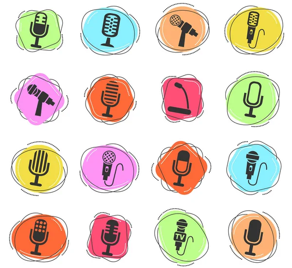 Icônes Web Microphone Pour Conception Interface Utilisateur — Image vectorielle