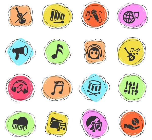 ユーザーインターフェイスのデザインのための音楽のウェブアイコン — ストックベクタ