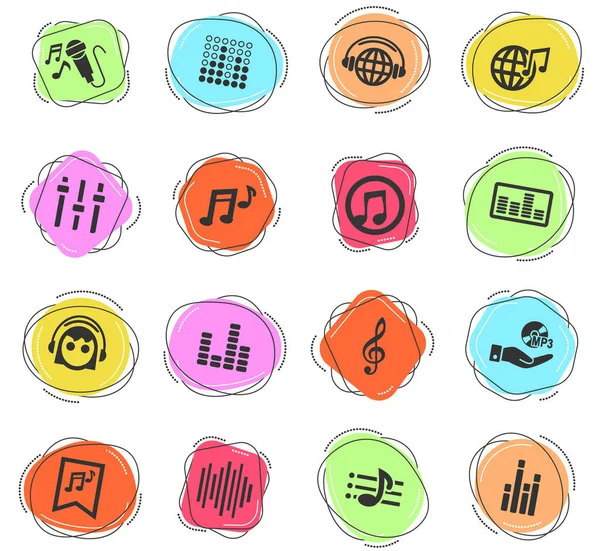 Iconos Web Musicales Para Diseño Interfaz Usuario — Archivo Imágenes Vectoriales