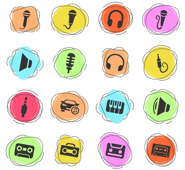 ユーザーインターフェイスのデザインのための音楽のウェブアイコン — ストックベクタ