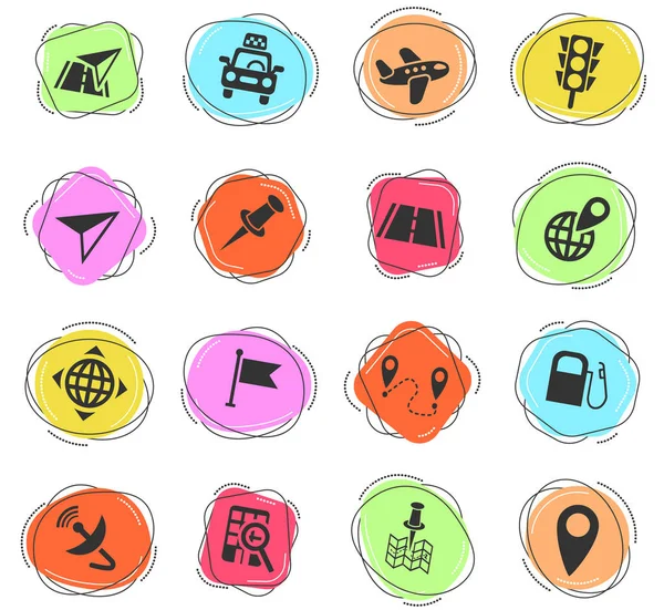 Navigation Ransport Map Web Icons Für Die Benutzeroberfläche Design — Stockvektor