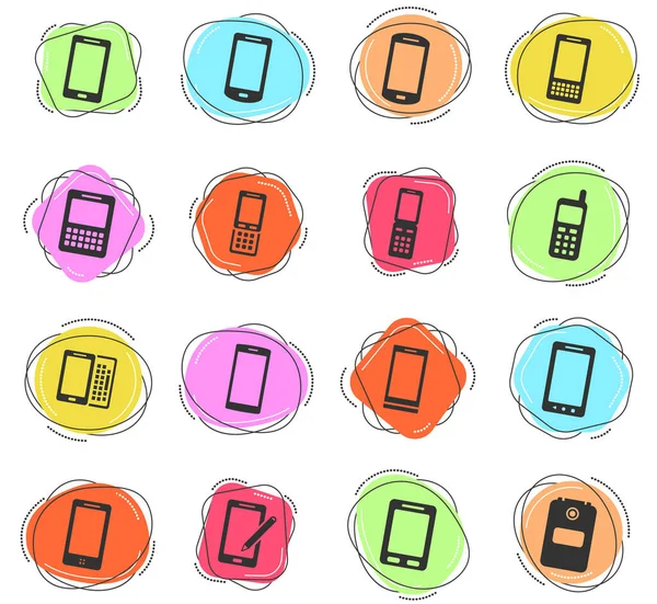 Teléfonos Iconos Vectoriales Color Para Web Interfaz Usuario — Archivo Imágenes Vectoriales