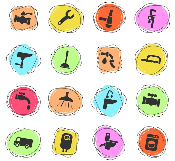 Υδραυλική Υπηρεσία Web Icons Για Σχεδιασμό Του Περιβάλλοντος Χρήστη — Διανυσματικό Αρχείο