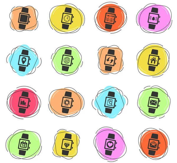 Smart Watch Web Iconen Voor Gebruikersinterface Ontwerp — Stockvector