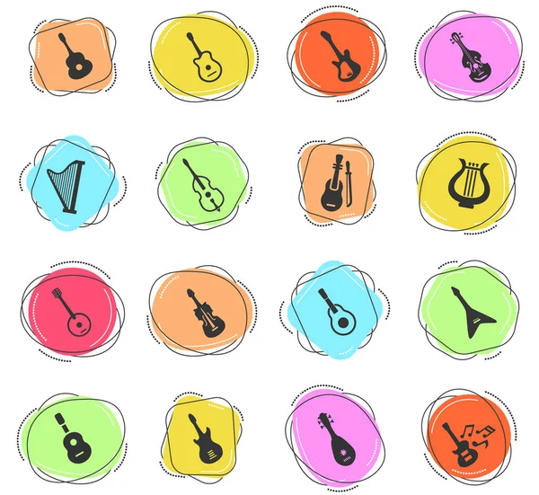 Instrumentos Cuerda Iconos Web Para Diseño Interfaz Usuario — Vector de stock