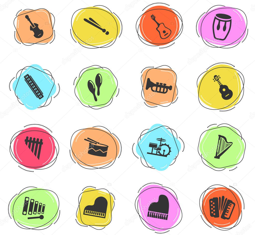 musical instruments web icons for user interface design