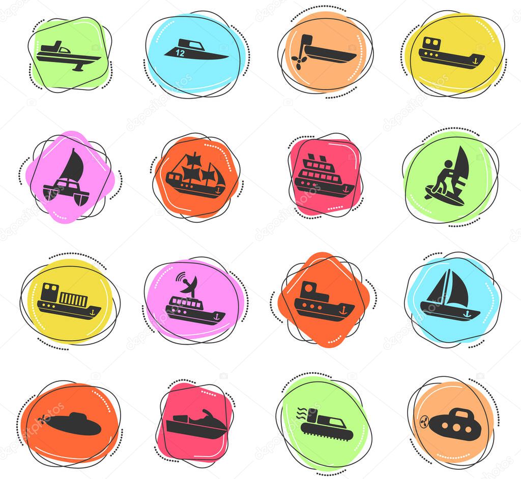 water transport web icons for user interface design