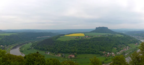 Sakson Sviçre Konigstein Kalede Panoramik Manzara Almanya — Stok fotoğraf