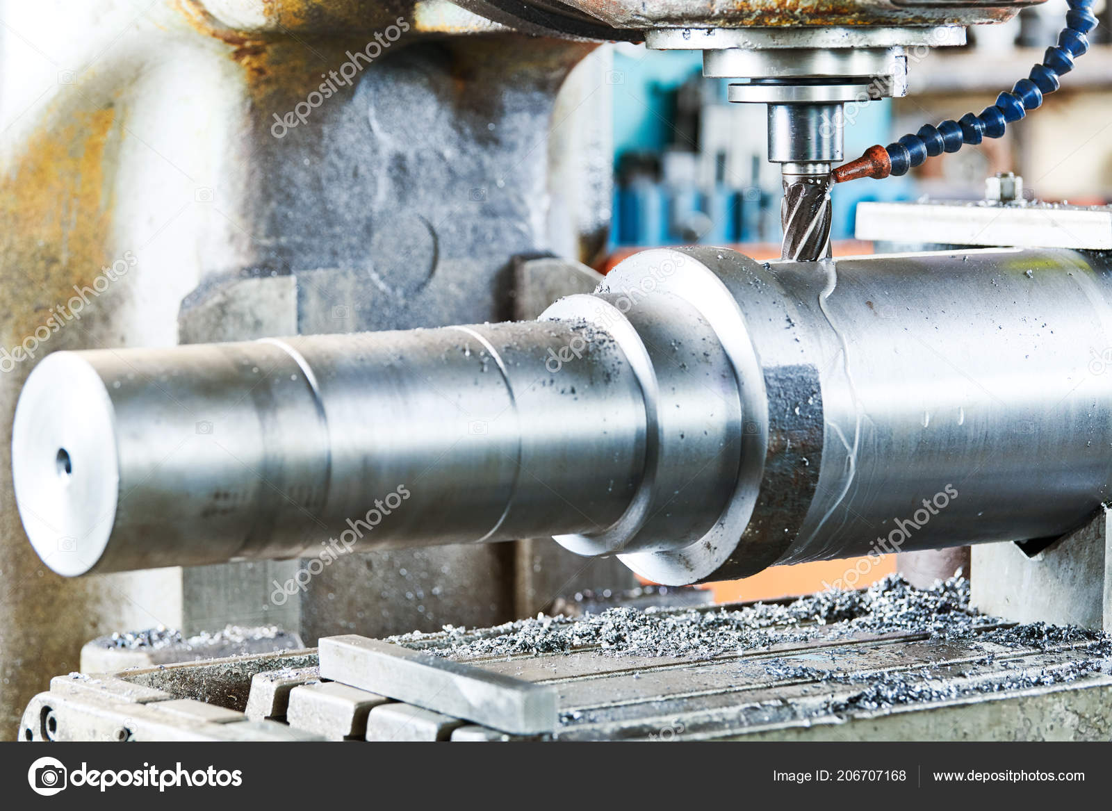 Milling metalworking process. machining shaft groove by vertical mill