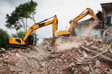 Ekskavatör crasher makine Montaj cihazları-Kırıcı inşaat sitesinde