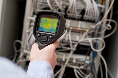 thermal imaging inspection of server computer equipment clipart