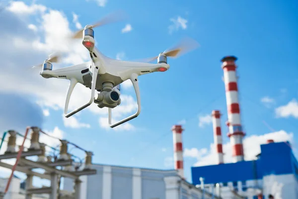 Drone service. power electrical station inspection — Stock Photo, Image
