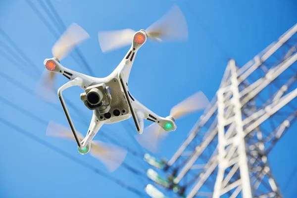 stock image drone service. power electrical station inspection