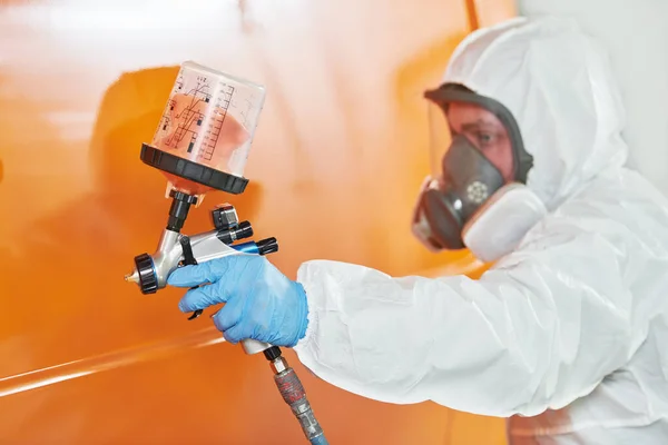 Car painting in chamber. automobile repair service — Stock Photo, Image