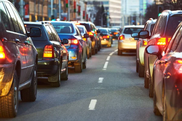 Traffic jam or collapse in a city street road — Stock Photo, Image