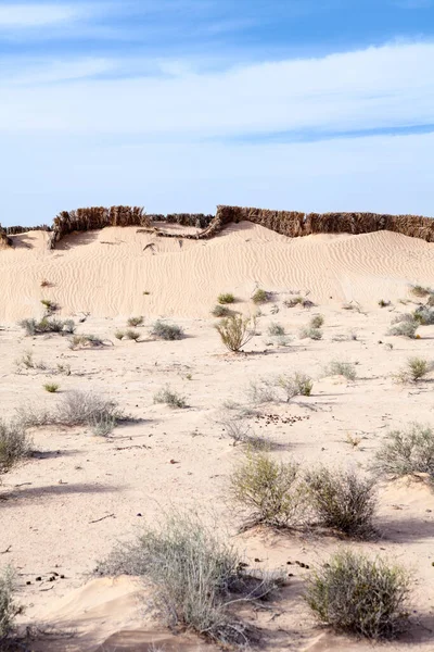 Roadside Soil Stabilization Protect Zone Sand Desert Dry Screen Highway — Stock Photo, Image