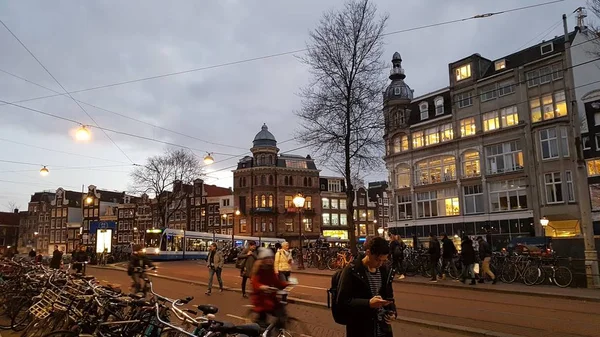 Msterdam Niederlande Januar 2019 Ansicht Des Stadtgebietes Mit Gebäude Menschen — Stockfoto