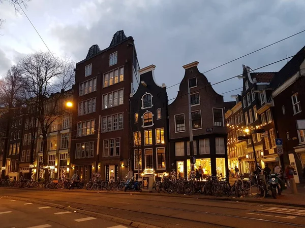 Msterdam Niederlande Januar 2019 Ansicht Des Stadtgebietes Mit Gebäude Menschen — Stockfoto