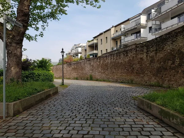 Duisburg Alemanha Maio 2019 Muralha Cidade Porto Interior Fragmentos Monumentos — Fotografia de Stock