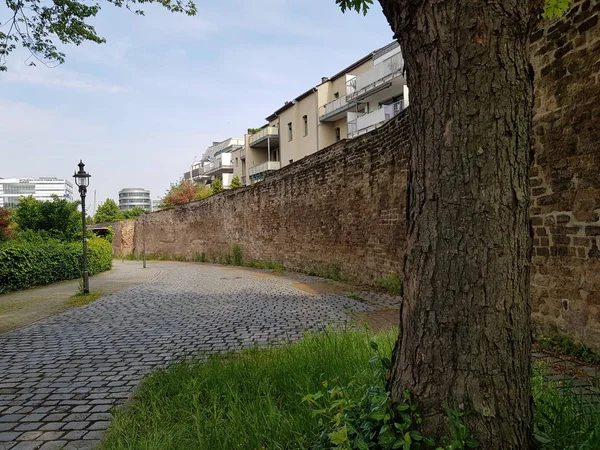 Duisburg Alemanha Maio 2019 Muralha Cidade Porto Interior Fragmentos Monumentos — Fotografia de Stock