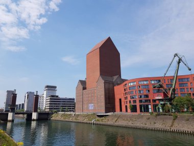 Duisburg, Almanya - 19 Mayıs 2019 Nrw devlet arşiv departmanı Rheinland ve İç liman Panoraması