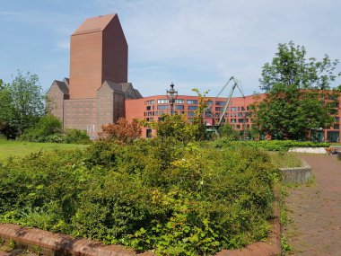 Duisburg, Almanya - 19 Mayıs 2019 Nrw devlet arşiv departmanı Rheinland ve İç liman Panoraması