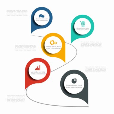 Infographic şablonu. Vektör çizim. İş akışı düzeni, diyagram, iş adım seçenekleri, afiş için kullanılabilir.