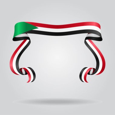 Sudan bayrağı dalgalı pruva arka plan. Vektör çizim.