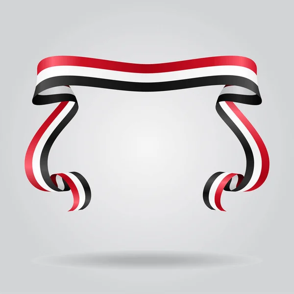 Jemenský vlajkou zvlněná ribon pozadí. Vektorové ilustrace. — Stockový vektor