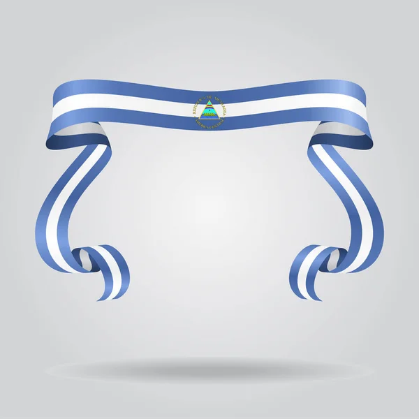 Никарагуанский флаг волнистый рибовый фон. Векторная иллюстрация . — стоковый вектор