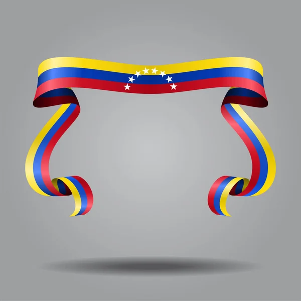 Bandera venezolana ondulada fondo de cinta. Ilustración vectorial . — Vector de stock