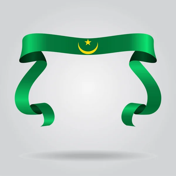 Mauretanische Flagge welliges Band Hintergrund. Vektorillustration. — Stockvektor