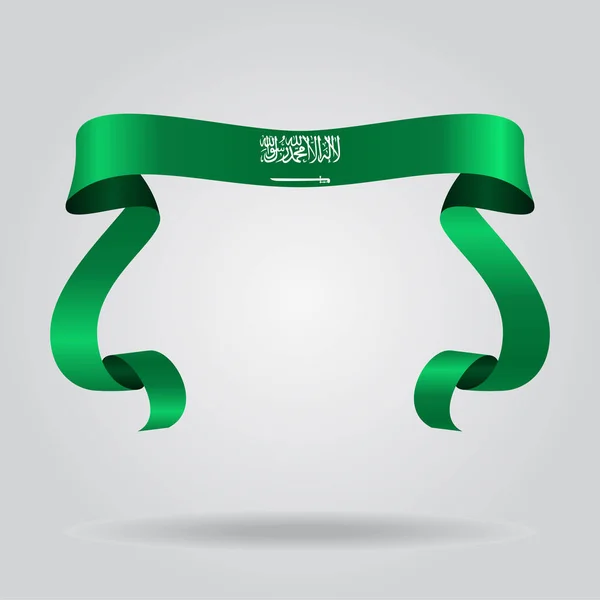 Bandeira da Arábia Saudita fundo fita ondulada. Ilustração vetorial . —  Vetores de Stock