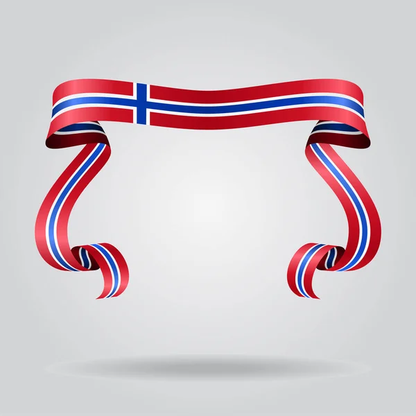 Norwegian flag wavy ribbon background. Vector illustration. — Stock Vector