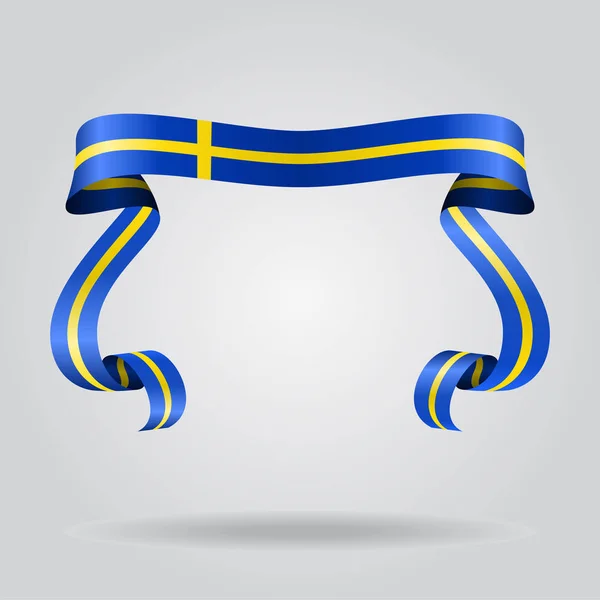 Swedish flag wavy ribbon background. Vector illustration. — Stock Vector