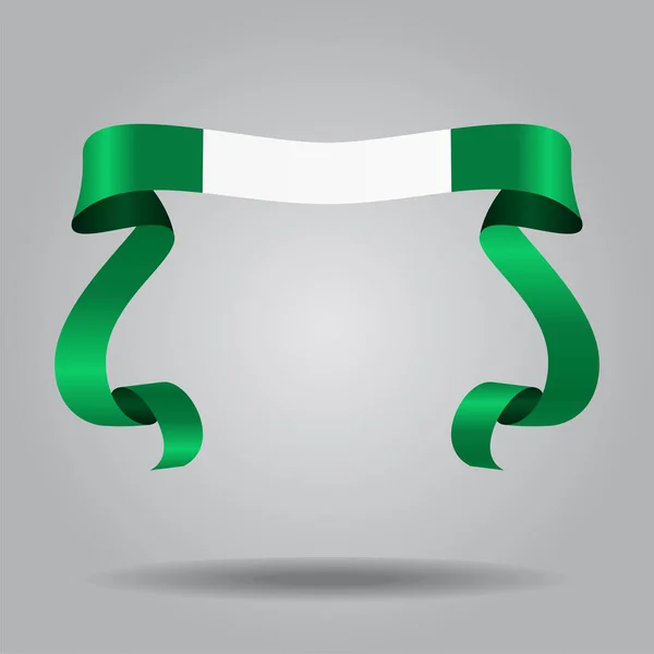 Nigerian flag wavy ribbon background. Vector illustration. — Stock Vector
