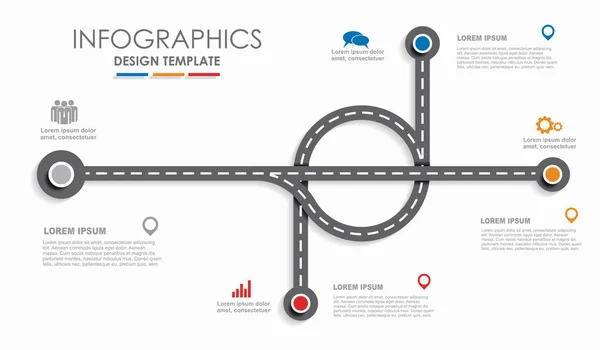 Hoja de ruta de navegación concepto de línea de tiempo de infografía con lugar para sus datos. Ilustración vectorial . — Archivo Imágenes Vectoriales