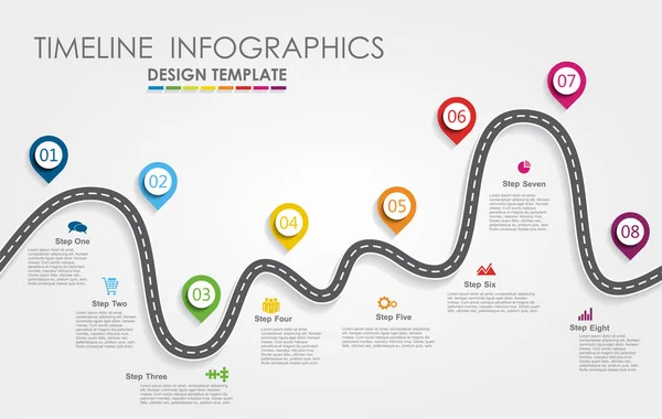 Navigační plán infografika časové osy koncept s místem pro vaše data. Vektorové ilustrace. — Stockový vektor