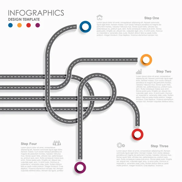 Roteiro de navegação infográfico conceito de linha do tempo com lugar para seus dados. Ilustração vetorial . — Vetor de Stock
