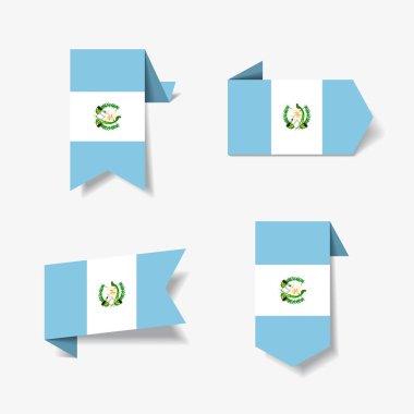 Guatemala bayrağı etiketleri ve Etiketler. Vektör çizim.