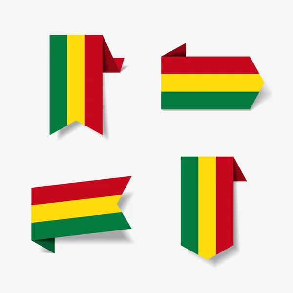 Bolivias flagga stickers och etiketter. Vektorillustration. — Stock vektor