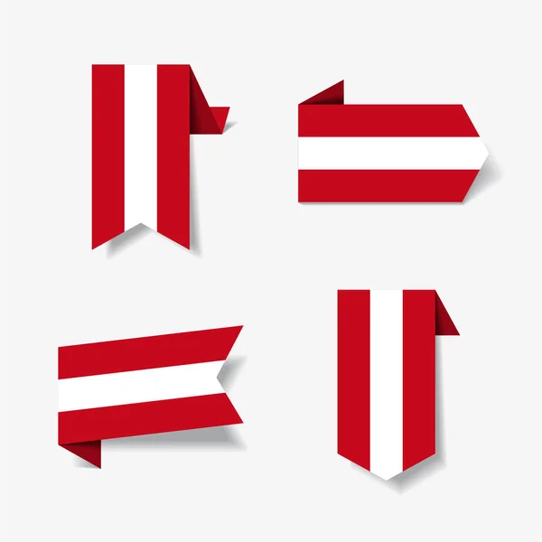 Pegatinas y etiquetas de bandera austriaca. Ilustración vectorial . — Vector de stock