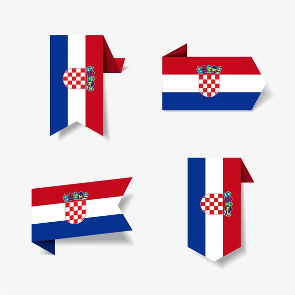 Bandeira croata adesivos e etiquetas. Ilustração vetorial . — Vetor de Stock