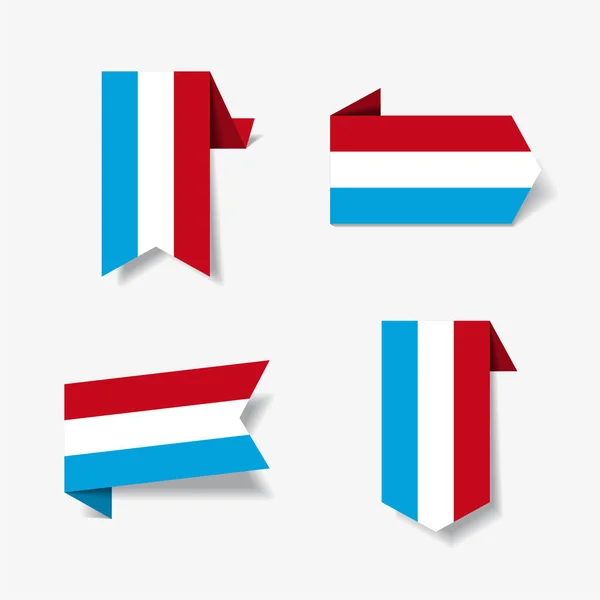 लक्समबर्ग ध्वज स्टिकर और लेबल। वेक्टर चित्र . — स्टॉक वेक्टर